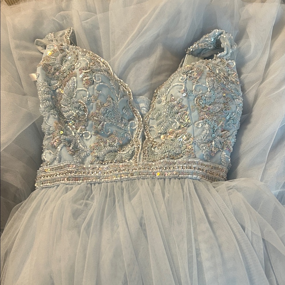 Sherri Hill Light Blue Prom Dress